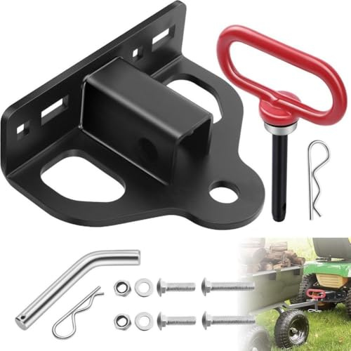 Attelage de remorque pour tondeuse tournante avec récepteur de 3,8 cm et base de montage en acier de 6 mm pour une installation fonctionnelle de remorquage