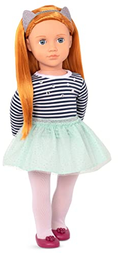 Our Generation 70.31104 Arlee 18-Inch Cat-Lover Doll, Non-Poseable Doll good for Ages 3-10, with top, tutu skirt, pair of tights, 1 cat-ear headband, and 1 pair of shoes.