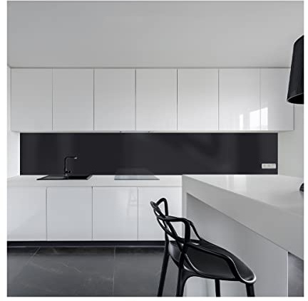 KeraBad Küchenrückwand aus Aluverbund, Spritzschutz Küche, 3mm dick, Schwarz, 40x180cm