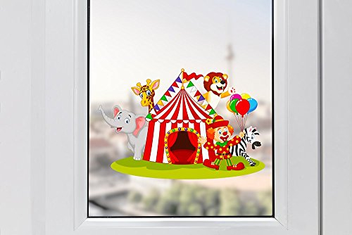 Pixblick Fenstersticker - Zirkus fürs Kinderzimmer I Made in Germany I Wiederverwendbar