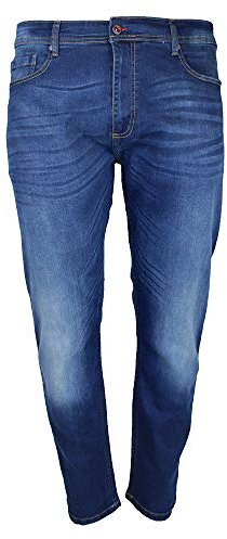Duke Mens Ambrose King Size Tapered Fit Stretch Jeans (44S) (Vintage Blue)