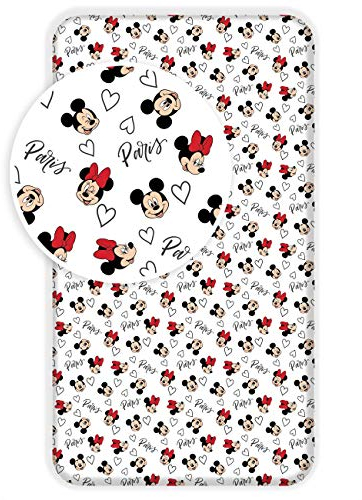 Spannbetttuch Disney Micky Maus Minni Mouse Paris 90x200 Laken Bettlaken Spannbettlaken