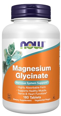 NOW Foods Supplements, Magnesium Glycinate 100 mg, Highly Absorbable Form, 180 Tablets