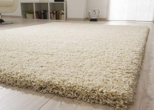 Steffensmeier Hochflor Teppich Twilight | Wohnzimmer | Beste Qualität | Elastischer Flor | Creme 6926, Größe: 120x170 cm