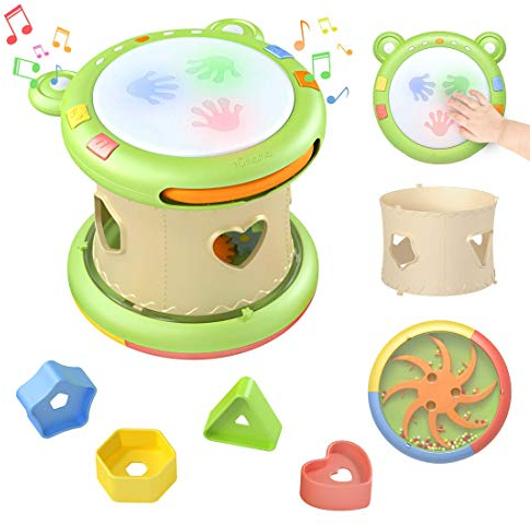TUMAMA Baby Musical Elektronisches Spielzeug,Baby Musik Trommel Musikinstrumente sensorisches Spielzeug Musikspielzeug Geschenk für Kleinkinder,Jungen,Mädchen