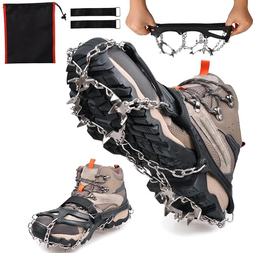 OROOTL Steigeisen Ice & Snow Grips Ice Spikes Traction Cleats Walking Spikes für Schuhe Gripper Spikes zum Wandern, Klettern, Walken, Joggen, Klettern, Wandern auf Schnee und Eis (M/L/XL)…