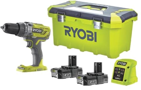 Trapano avvitatore a percussione RYOBI 2 velocità 18V OnePlus - 2 batterie LithiumPlus 2.0Ah - caricabatterie rapido 1.5Ah R18PD3-220T