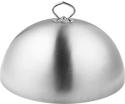 Hemoton Cheese Melting Dome Stainless Steel Griddle Grill Accessories Durable Round Basting Steaming Cover Heat Resistant Handle for Flat Top Griddle Grill Indoor Outdoor(28cm)