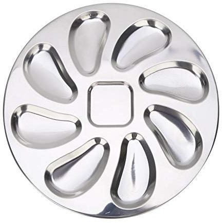 Casecover Plaque en Acier Inoxydable pour Huîtres, Sauce Et Citrons, Shell Pan Shaped