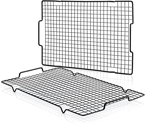 HULISEN Cooling Rack 2 Pack - 16 x 10, Nonstick Baking Rack with Handle fits Half Sheet Pan, Cookie Cooling Racks for Baking and Cooking, Wire Smoker Racks for Grilling, Oven Safe