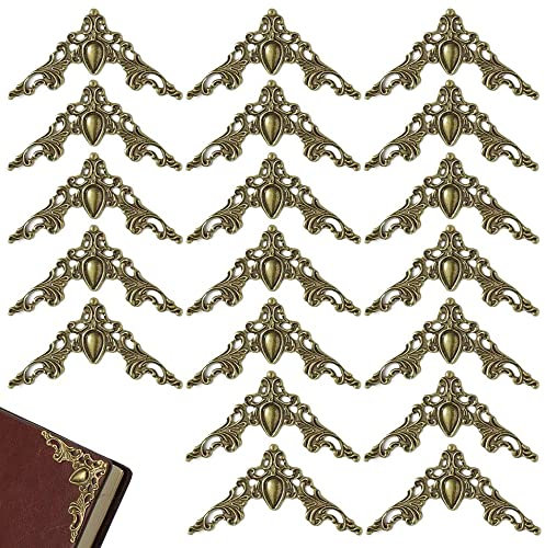 YZSZ 60 Stück Antike Kantenabdeckung Kantenschutz Metall Eckenschutz Buch Vintage Album Ecke Dekorative Protector für Bücher Alben Menue Möbel Beschläge Kantendekor, D110130164, Bronze, 41 * 58 mm