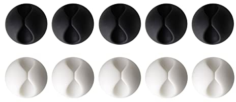 Kabelclip Kabelhalterung selbstklebend für USB, Ladekabel, Ladegeräte, Netzteile, Zuhause & Büro, Arbeitstisch, Schreibtisch, Wand, Kabel Organizer Klebemontage (SINGLE (5 Stück), Schwarz)