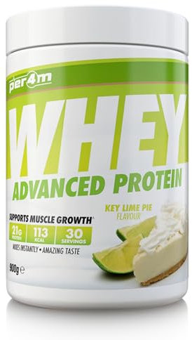 Per4m Protein Whey Powder | 30 Servings of High Protein Shake with Amino Acids | for Optimal Nutrition When Training | Low Sugar Gym Supplements (Key Lime Pie, 900g)