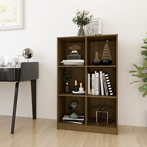 Aufbewahrungregal Standregal CD DVD Regal, Bücherregal Honigbraun 70x33x110 cm Massivholz Kiefer Bücherregal Raumteiler Aktenregal für Wohnzimmer, Schlafzimmer, Büro