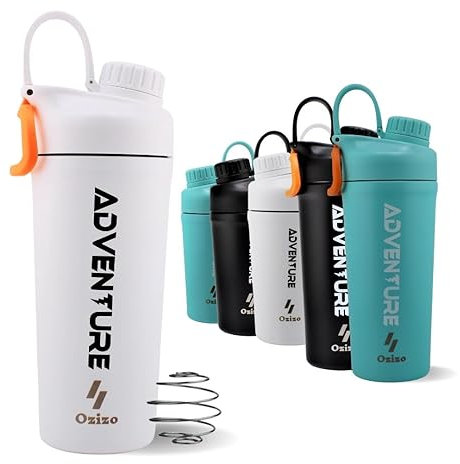 Ozizo Protein Mixing Cup for Protein Mixes – 28 Ounces Stainless Steel Protein Shaker Bottle, Insulated, Leak Proof, Odor Resistant, Small Cute Gym Mixer for Men, Women, Boys, Girls, Hot & Cold Drinks