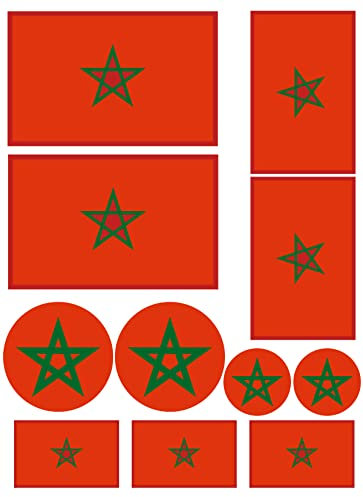 Daged FS Lot de 11 autocollants pour drapeau du Maroc