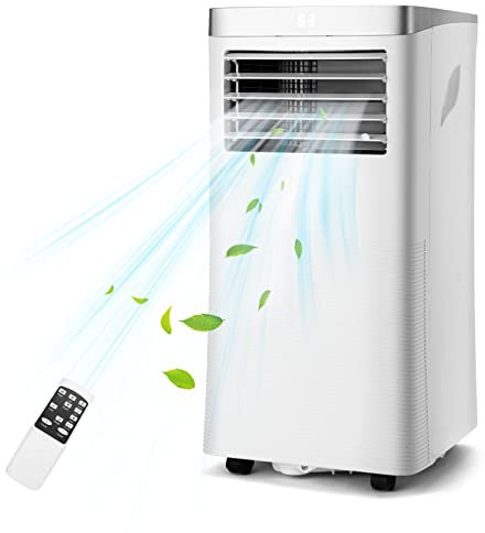 TANGZON Portable Air Conditioner 9000BTU, 4-in-1 Mobile AC Unit, Dehumidifier, 2 Speeds Cooling Fan with Sleep Mode, Remote Control, 24H Timer & Digital Display (Vertical/Horizontal Manual Swing)
