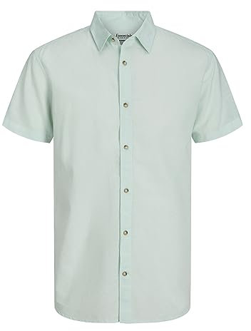 JACK & JONES Men's Jjesummer Linen Shirt Ss Sn Long-Sleeved, Soothing Sea, S