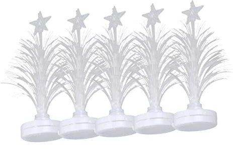 Amosfun 5 Pz Alberi Di Natale Da Tavolo Decorazione Di Festa Degli Alberi Di Natale Lampada a Fibre Ottiche Luce a Fibre Ottiche Bianca Albero Della Fibra Albero Di Natale