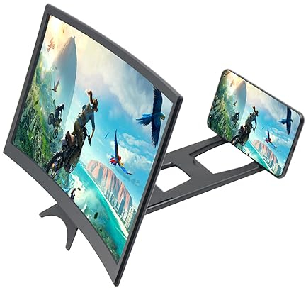 Tsuchiya 14 Zoll Handy Bildschirmlupe Bildschirm Vergrößerungsglas | HD Handyverstärkungsbildschirm Desktop Ständer | Gebogener Bildschirm Heimkino Für Ansehen Von Filmvideos Auf Allen Smartphones
