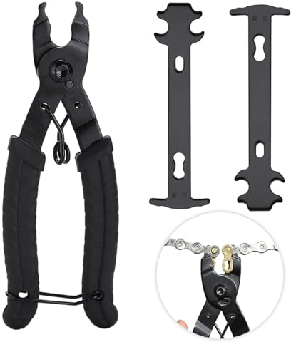 3-Piece Bike Chain Repair Set With Link Plier, Measuring Ruler and Checker Tool for Mountain or Road Maintenance