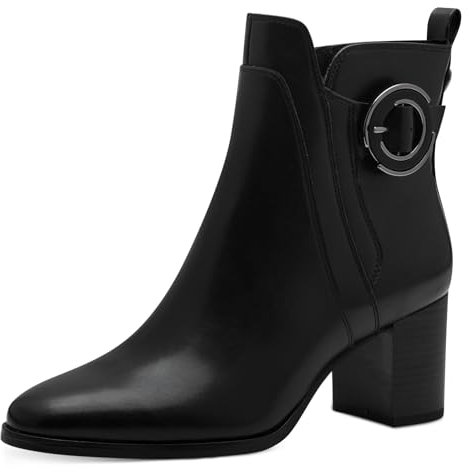 MARCO TOZZI Damen Stiefeletten mit Absatz Vegan mit Reißverschluss, Schwarz (Black), 40 EU