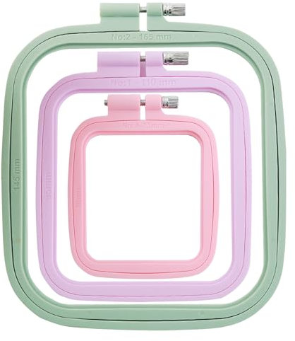 Telaio per Punto Croce Da 3 Pezzi, Telaio Da Ricamo Quadrato, Tenda Da Ricamo Quadrata Con Telaio per Punto Croce,Telaio Da Ricamo Multicolore (Rosso Anguria, Rosa, Verde Chiaro)