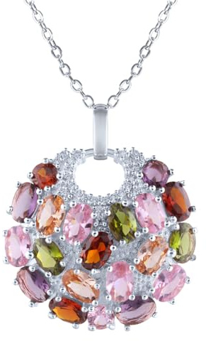 Mecool Collar colgante collar de cúbico de circonia Collar colgante de disco redondo de múltiples piedras