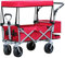 Trolleys, zusammenklappbarer Gartenwagen Bear 100 kg, zusammenklappbar, 4 Räder, Schubkarre, Outdoor-Gartenwagen, abnehmbares Vordach