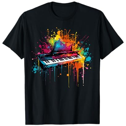 Tasteninstrument auf bunt bemaltem Keyboard T-Shirt