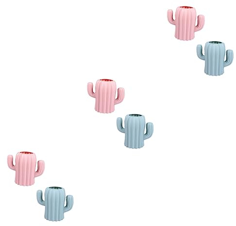 SEWACC 6pcs Elegant Pink Storage Tray Desk Pen Holder Storage Boxes Brush Jar Cactus Brush Pot