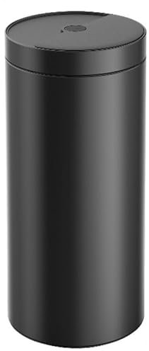 just4baby Large Round 42L Sensor Rubbish Bin with Rotary and Vibration Kick Openning Hands Free Touchless Automatic Motion Sensor Bin Brushed Stainless Steel or BLACK, 42 Litre (ZQ-42B Black)