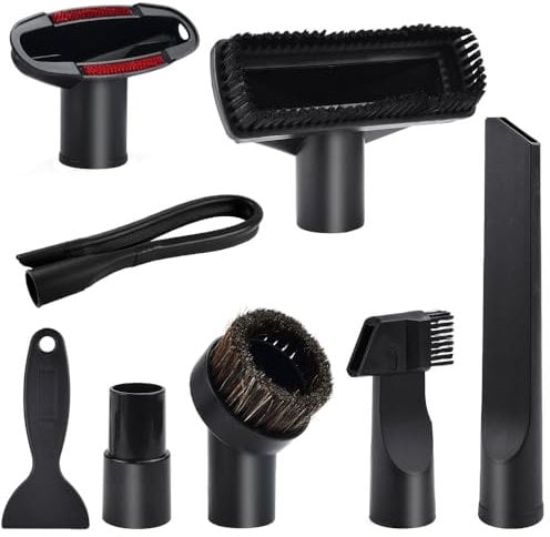 ADERTOS 8 PCS Vacuum Cleaner Brush Accessories, Round Horse Hair Dusting Brush Head, PP Hair Combination Brush, Long Flat Suction, Scraper, 2 in 1, Sofa Suction, Adapter for 32mm 35mm Vacuum Cleaner