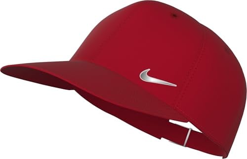 Nike Dri-Fit Club Unstrukturierte Metall-Swoosh-Cap, University Red/Metallic Silver, FB5372-657, L/XL