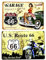 DiiliHiiri 2 x Poster, klassische amerikanische Autos und Motorräder, 50er-Jahre, 30 x 20 cm, Retro-Schild, Route 66, amerikanische Dekoration, Vintage, USA (2635-267-304)