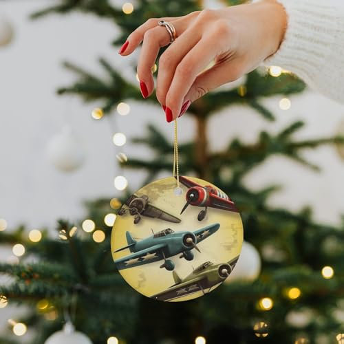 2024 Circle Christmas Tree Hanging Ornament Different Planes Round Ceramic Christmas Hanging Christmas Tree Decorations Pendants for Xmas Wedding Party Decoration Ceramic Ornaments