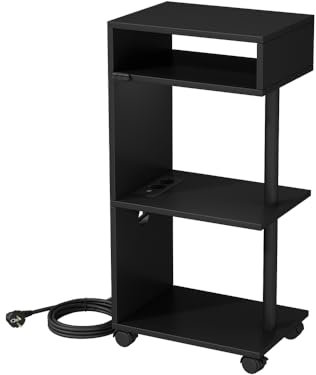 Vicco Beistelltisch Barion, Beistelltisch auf Rollen, Schwarz, 38 x 38 cm