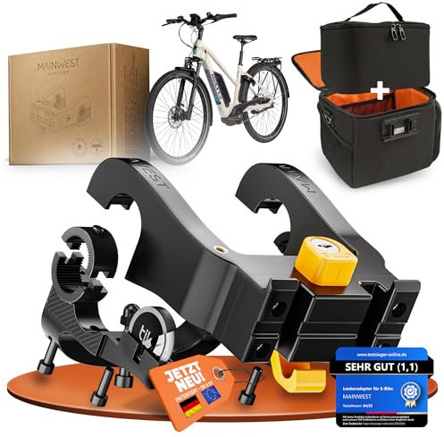 MAINWEST Lenkertasche Fahrrad - inkl. Lenkeradapter E-Bike - Airtag Fahrrad Versteck - Lenkertasche ebike - abnehmbares Handyfach - Fahrradtasche Lenker 6,5 Liter (Schwarz)
