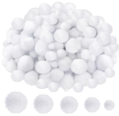 TOAOB 500 Stück 10 mm bis 30 mm Weiß Pompons zum Basteln Klein Pom Poms | Bälle Kunst Bommel für Dekorieren, Verzieren Nähen DIY Lustige Kreativen Handwerk