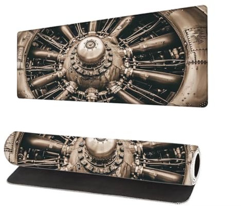 Grand Tapis de Souris XXL 900x400x3mm, Tapis de Souris Gamer Rétro avec Surface en Antidérapant Résistant à l'eau Tapis de Bureau Mouse Pad Mécanique, sous Main Souris à Bords Cousus pour Bureau Y-1