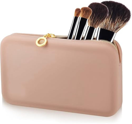 Étui à Pinceau de Maquillage, Trousse de Rangement Pinceaux Maquillage, Porte Pinceau de Maquillage en Silicone, Rangement Pinceaux Portatif Sac Cosmétique pour Voyage