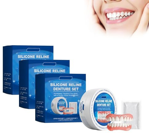 Bikenda Silicone Reline Denture Set, Soft Denture Reline Kit, Thermoplastique Denture Adhésif, Denture Reline Set, Morsure Placage Dents Pour Toutes Les Occasions (3pcs)