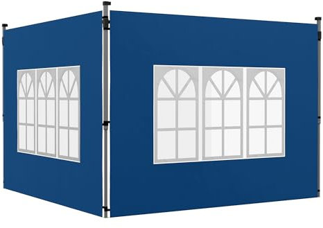 Outsunny Gazebo Side Panels with Window for 3x3(m) or 3x4m Pop Up Gazebo, 2 Pack Sides Replacement, Blue