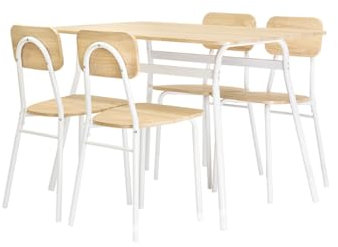S & S Saldos y Stocks Conjunto de Mesa de Comedor con 4 Sillas, Madera y Metal. Comedor o Cocina