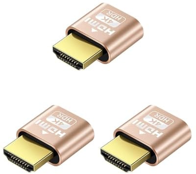 4K HDMI Dummy Plug Display Emulator - Headless Adapter für GPU Beschleunigung, Kompatibel mit Windows/Mac/Linux - Plug-and-Play HDMI Virtual Screen für Server, Rendering und Remote Desktop 3 Pack