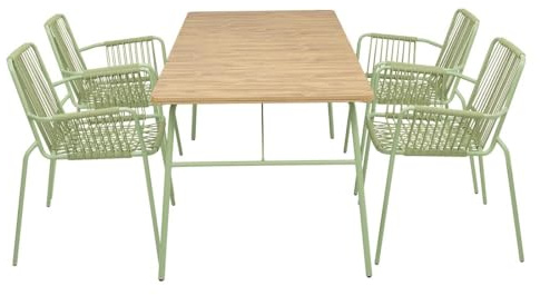 Bolero Melbourne Rope Armchairs Steel Frame, Light Green (Pack of 4) | Woven pattern provides unique styling and reliable support for commercial catering and hospitality environments.