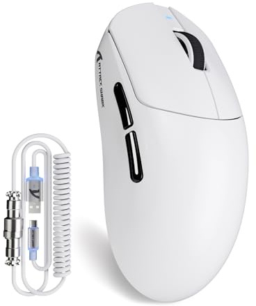 ATTACK SHARK X8Plus 55g Superlight Wireless Gaming Mouse with 40K DPI,PAW 3395PRO Sensor, Broadcom BK52820 Chip,HUANO Switch,Web Driver,Tri-Mode Fit Large Hand Mice with RGB Cable -White