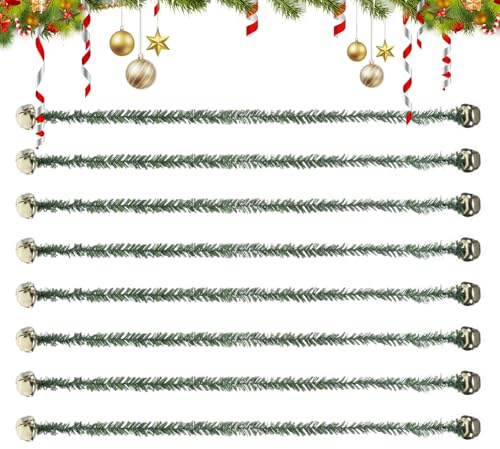 Los lazos para las guirnaldas navideñas | 8 ganchos para corona realistas con campanas – Clips para barandillas – Para lazos de árbol de Navidad, barandillas de escaleras, decoración navideña