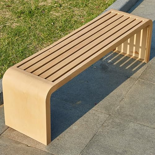 LIMENQIN Gartenbank Wetterfest, Rückenlehnenlose Parkbank, Metall Balkonbank, Hohe Tragfähigkeit, für Park, Garten, Veranda Gartenweg(Natural,150cm/59in)