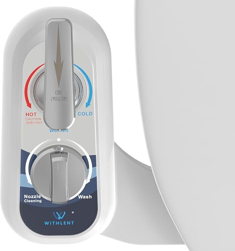 Bidet Aufsatz für Toilette Links, Cold/Heiß Water Bidet Dusch-WC, selbstreinigend, zwei Düsen (Front- und Rückseite), linksseitig, nicht elektrischer Warmwasser